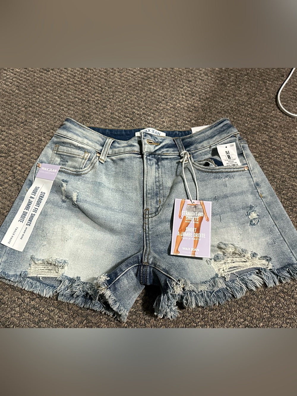 Wax Jean Light Blue Distressed Frayed Denim Shorts